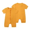 Rompers Kids Pajamas Onesies Bamboo Cotton Cotton Bembler Jumpsuit Summer Summer Baby Sleeve Soleve Solid Suitud for Newborn H240507