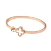 Bénédiction cadeau, bracelet en or rose simple de quatre feuilles, bracelet ouvert polyvalent et à la mode