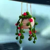 Decorative Figurines Knitted Hangings Plants Artificial For Home Decor Indoor Hanging Plant Basket Rear View Car Interior