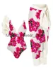 Swimwear 2023 Style Bougainvillea Imprimer un maillot de bain une pièce Coupoir asymétrique de la plage de la plage de la plage de la plage de baignoire d'été H240507