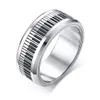 Band Rings Men Music Piano Keyboard Ring Stainless Steel Rotatable Spinner For Man Boyfriend Gifts Sier Tone Drop Delivery Jewelry Dh0J7