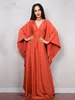 Solid Sexy V-neck Batwing Sleeve Plus Size Kaftan Loose Slit Beach Dress 2024 Women Summer Beachwear Bathing Suit Cover Up Q1306