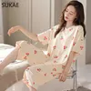 Vêtements de nuit pour femmes Sukae M-5xl Pyjama pour femmes ensemble Summer Cool Modal Longueur Pyjamas Femmes Chaussures serrées Chaussures Pyjamas Femmes Pyjamas WX