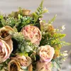 Decoratieve bloemen Docidaci herfst kunstmatige witte roos zijden zijden huisdecoratie hoogwaardige boeket luxe nep bloemen arrangement