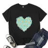 Familjmatchande kläder Fashion Family Matching Clothing Outfits Look Mother Daughter Flower Heart Print Tshirt Clothing Mommy and Me Family Look T-shirt D240507