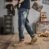 Plus-Größe Herren-zerrissene Jeans, Nostalgie lose Hose mit breitem Bein, 50-142 kg Herrenkleidung