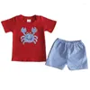 Vêtements Ensembles de mode d'été Style Red Top Crab Decal Polka Pothe Shorts Bébé garçons pour enfants Toddler