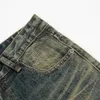 Jeans de jeans masculinos roupas de rua masculino y2k retro azul angustiado Fashion Street Mens reto perna de outono jeansl2405