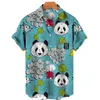 Camicie casual maschile kawaii panda hawaian stampato 3d uomini vestiti da donna abiti estivi spiaggia manica corta camicetta moda camiborate camisa maschio maschio maschio