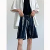 Short féminin Umi Mao Boy pour hommes Femmes Tie de style foncé Dyé Dyée Loose Sleeve Design Ragged Design Jeans Summer Femme Corée Fashion