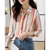 T-shirt pour femmes Spring Stripe Stripe Fashion Mariffon Fashion Fashion Casual Full Matching Bouton à manches longues