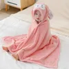 Handdoek baby bad dikke cartoon cartoon stijl knop sluiting poncho vaste kleur warme zachte kinderen dutje deken