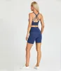 LU240 YOGA SET FÖR VÅR SOMER VACKRA BACK SPORTSBRA SHORTS SUITS RÄRKLAD TRAPARTITE PANTER Kör Fitness Workout Wear