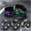 Band Rings 8mm Gradiente preto Cells embutidos anel de aço inoxidável para homens dedo feminino Feminino Charms simples Jóias de casamento Deliv Deliv Dh2py