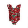 Roupas de banho 15 anos crianças novas roupas de banho meninas impressão de melancia de uma peça de nadar