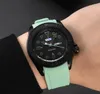 MENS Automatyczne zegarki Sapphire Glass kwarc bateria bateria podstawowa data tydzień Wodoodporny kolor gumowy pasek czarny zegar ceramiczny ze ręką z wykorzystywanym logo