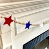 Decorazione per feste 4.1ft Patriotic Star Garland Stars Banner con perle di legno scintillanti a sponsole per evento di indipendenza