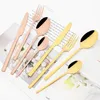 Ensembles de vaisselle 16pcs Set Gold Set Knife Fork Coffee Tea Coud Vérification en acier inoxydable Volent Western Home Kitchen