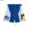 RHUDE High End Designer Shorts för Chaopai Sunset Letter Printing Casual Sports Shorts Mens and Womens Contrast Beach Capris med 1: 1 Original Etiketter