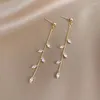 Boucles d'oreilles en peluche feuille de couleur or pour les femmes