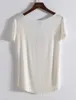 T-shirt féminin Hanorange Modal Pocket Summer Short Lort Loose Femme V-Col Couleur pure T-shirt Soft Black / Grey / White / Beige D240507