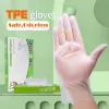 Handskar Ny 100 st latex gratis handskar tpe engångshandskar transparent nonslip syra arbete säkerhet mat klass hushåll rengöring handskar