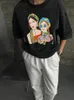 Hirsionsan asit yıkanmış tişört kadınlar vintage pamuk tişörtleri sokak kıyafeti yumuşak mineral tees kız gevşek lüks marka üstleri y2k 240417
