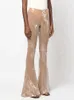 Women's Two Piece Pants 2024 Spring Fashion Pantsuit High Quality Sequins Mesh Shirt Flare Set C629