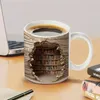 1pc 3d Berce-librairie Break à travers une tasse de café en céramique tasse de livres étagère à eau d'été