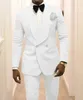 دعاوى الرجال للرجال مخصصة Groommen White Pattern Groom Tuxedos Shawl Lapel Mens Set 2 قطعة فستان الزفاف أفضل (سترة+سروال+ربطة عنق) C922 Q240507