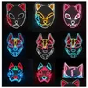 Party Masks Demon Slayer Glowing El Wire Mask Kimetsu No Yaiba Personnages Cosplay Costumes Accessoires Japonais Fox Halloween LED C0813 DHVGB