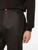 Pantaloni da uomo miscela in lana kiton logo-patch pantaloni a gamba dritta per uomo pantalone lungo casual