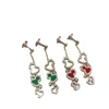 Luxury merk Classic Qeelin Kirin Three Gourd Oorrings 925 Sterling verzilverd met 18K Rose Gold Red Agate Malachite Nieuwe Gourd Earrings sieraden