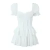 Платья для вечеринок 2024 Bazaleas Store Женские элегантные белые вышивные платья TRF Короткие мини -сексуальные оборки Vestido официально
