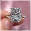 Handgefertigter Radiant Cut 3CT Labor Diamond Ring 925 Sterling Silber Bijou Engagement Ehering Band Ringe für Frauen Brautparty Schmuck 167W