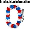 Fleurs décoratives 10pcs Colliers patriotiques hawaii leis 4 juillet Couronnes de fleurs de soie danse Garland floral pour l'indépendance Day Beach