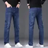 Jeans masculin classique Blue Slim Four saison régulière Pantalon denim Stretch Business Fashion Straight-Leg Pluss Tason 28-40