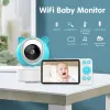 C8 Audio Video Baby Monitor 5 "TUYA SMART WiFi Matning Påminnelse Temperatur Motion Ljuddetektering App Visa Kontrollkamera 1080p