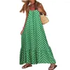 Casual Dresses Women Boho Long Dress Summer Loose Spaghetti Strap Party Sleeveless Print överdimensionerad strand sundress
