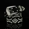 Diseñador de lujo de moda Súper brillante Diamond Circon Crystal Cuero Cinturón para mujer 110 cm 3 6ft 281C