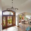 Rustykalny żyrandol z wozów wiejskim do salonu, jadalnia, wyspa kuchenna - metalowe urządzenie oświetleniowe w stylu vintage z 8 światłami, duża rozmiar, ręcznie wykonana konstrukcja