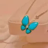 Hot Van Blue S925 Sterling Silver Diamond Butterfly Pendant For Female Minority Light Luxury Non Fading Collar Chain Present Girl Friend Necklace