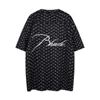 Modieuze rhuder -ontwerper shirts Amerikaans casual volledig print shirt met geborduurde letters losse revers voor heren coole trendy kleding