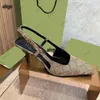 ارتداء أحذية Slingback عالي الكعب الدانتيل لأحذية ضحلة قطع الصنادل شبكات منتصف الكعب مع بلورات طباعة الأحذية المطبوعة من الجلد المطاط في الكاحل نحل النعال 36-42