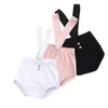 Kledingsets Bodysuits voor pasgeboren baby kleine meisjes jongens solide suspener shorts Katoen onesies outfits peuter jumpsuit 3-36 maanden h240507