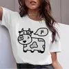 女性のTシャツ牛Tシャツプリント女性Fe Harajuku Clothes Tee Korean Ulzzang Tシャツ90S Kaii Shirts Femme Tシャツプリント漫画トップD240507
