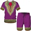 Traccetti da uomo Sumpi di cultura Dashiki Africana Sumpi Shorts set 3d Tribal Stampato Tribocali a maniche corte UNISEX SPORTICA CASUALE