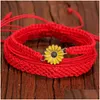 Bracelets charme bracelet pour femmes artisanal Bohemian Summer Corde tournesol set ajusté Amitié plage de plage bijoux océan pour drop dhdg5