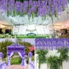 Decoratieve bloemen 12 stcs Wisteria wijnstokken 3,6 voet hangende slingers met voor bruiloft thuis paarse winterboeket