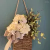 Decorative Flowers 17.7 In Realistic Hydrangea Artificial Basket Door Hanging Wildflower Wreath Ornaments Valentine's Day Decor
